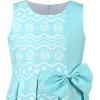 Sunny Fashion Girls Dress Color Block Contrast Bow Tie Everyday Party Size 4-14(Turquoise)