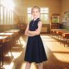Sunny Fashion Girls Dress Navy Knit Polo Collar School Classic Casual Back to School Everyday(Blue)