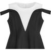 Sunny Fashion Girls Dress Red White Cold Shoulder Color Contrast Holiday(Black)