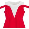 Sunny Fashion Girls Dress Red White Cold Shoulder Color Contrast Holiday(Red)