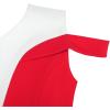 Sunny Fashion Girls Dress Red White Cold Shoulder Color Contrast Holiday(Red)