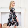 Sunny Fashion Girls Dress Satin Butterfly Hydrangea Flower Printed Size 5-12(Black)