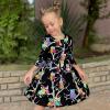 Sunny Fashion Girls Dress Satin Butterfly Hydrangea Flower Printed Size 5-12(Black)