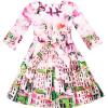 Sunny Fashion Girls Dress Satin Butterfly Hydrangea Flower Printed Size 5-12(Pink)