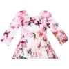 Sunny Fashion Girls Dress Satin Butterfly Hydrangea Flower Printed Size 5-12(Pink)