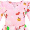 Sunny Fashion Girls Dress Satin Butterfly Hydrangea Flower Printed Size 5-12(Pink Christmas)