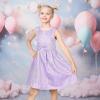 Sunny Fashion Girls Dress Satin Butterfly Hydrangea Flower Printed Size 5-12(Shiny Purple)