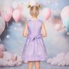 Sunny Fashion Girls Dress Satin Butterfly Hydrangea Flower Printed Size 5-12(Shiny Purple)