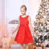 Sunny Fashion Girls Dress Satin Butterfly Hydrangea Flower Printed Size 5-12(Shiny Red)