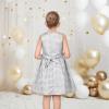Sunny Fashion Girls Dress Satin Butterfly Hydrangea Flower Printed Size 5-12(Silver)