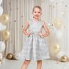 Sunny Fashion Girls Dress Satin Butterfly Hydrangea Flower Printed Size 5-12(Silver)