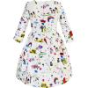 Sunny Fashion Girls Dress Satin Butterfly Hydrangea Flower Printed Size 5-12(White)