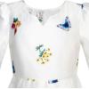 Sunny Fashion Girls Dress Satin Butterfly Hydrangea Flower Printed Size 5-12(White and Blue)