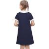 Sunny Fashion Girls Dress T-Shirt Basic Vintage Loose Straight Casual School(Navy Blue)