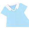 Sunny Fashion Girls Dress T-Shirt Basic Vintage Loose Straight Casual School(Sky Blue)