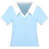 Sunny Fashion Girls Dress T-Shirt Basic Vintage Loose Straight Casual School(Sky Blue)