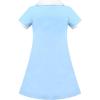 Sunny Fashion Girls Dress T-Shirt Basic Vintage Loose Straight Casual School(Sky Blue)
