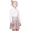 Sunny Fashion Girls Outfit Set 2 Piece White Shirt Black Pleated Skirt School(Beige Skirt Set)