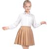 Sunny Fashion Girls Outfit Set 2 Piece White Shirt Black Pleated Skirt School(Brown Skirt Set)