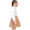 Sunny Fashion Girls Outfit Set 2 Piece White Shirt Black Pleated Skirt School(Brown Skirt Set)