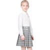 Sunny Fashion Girls Outfit Set 2 Piece White Shirt Black Pleated Skirt School(Gray Skirt Set)