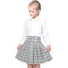 Sunny Fashion Girls Outfit Set 2 Piece White Shirt Black Pleated Skirt School(Gray Skirt Set)