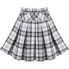 Sunny Fashion Girls Skirt Back School Uniform Red Tartan Skirt Size 4-14(Black White)