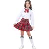 Sunny Fashion Girls Skirt Back School Uniform Red Tartan Skirt Size 4-14(Red)