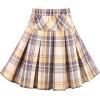 Sunny Fashion Girls Skirt Back School Uniform Red Tartan Skirt Size 4-14(Yellowish Beige)