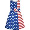 Sunny Fashion Girls Dress Color Block Contrast Bow Tie Everyday Party Size 4-14(American Flag)