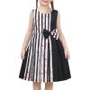Sunny Fashion Girls Dress Color Block Contrast Bow Tie Everyday Party Size 4-14(Black Red Heart)