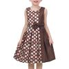 Sunny Fashion Girls Dress Color Block Contrast Bow Tie Everyday Party Size 4-14(Brown Polka Dot)