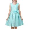Sunny Fashion Girls Dress Color Block Contrast Bow Tie Everyday Party Size 4-14(Turquoise)