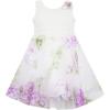 Sunny Fashion Girls Dress Lace Pleated Bodice Flower Detailing Skirt Purple