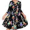 Sunny Fashion Girls Dress Satin Butterfly Hydrangea Flower Printed Size 5-12(Black)