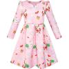 Sunny Fashion Girls Dress Satin Butterfly Hydrangea Flower Printed Size 5-12(Pink Christmas)