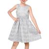 Sunny Fashion Girls Dress Satin Butterfly Hydrangea Flower Printed Size 5-12(Silver)