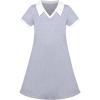 Sunny Fashion Girls Dress T-Shirt Basic Vintage Loose Straight Casual School(Gray)