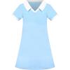 Sunny Fashion Girls Dress T-Shirt Basic Vintage Loose Straight Casual School(Sky Blue)