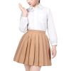 Sunny Fashion Girls Outfit Set 2 Piece White Shirt Black Pleated Skirt School(Brown Skirt Set)