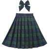 Sunny Fashion Girls Skirt Back School Uniform Red Tartan Skirt Size 4-14(Green Plaid)