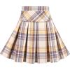 Sunny Fashion Girls Skirt Back School Uniform Red Tartan Skirt Size 4-14(Yellowish Beige)
