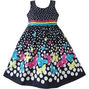 Girls Dress Blue Polka Dot Party Sundress