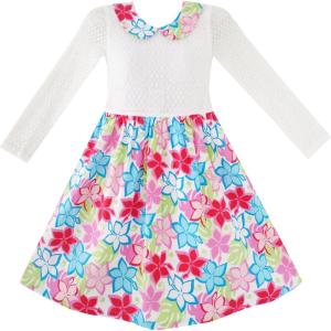 Sunny Fashion Girls Dress Lace Collar Princess Elegant Birthday Party Size 4-12