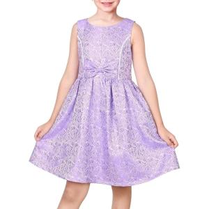 Sunny Fashion Girls Dress Satin Butterfly Hydrangea Flower Printed Size 5-12(Shiny Purple)