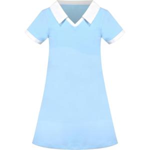 Sunny Fashion Girls Dress T-Shirt Basic Vintage Loose Straight Casual School(Sky Blue)
