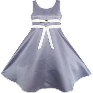 Sunny Fashion Girls Dress White Lined Elegant Wedding Flower Girl Pageant 4-12