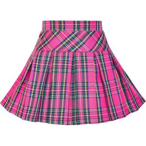 Sunny Fashion Girls Skirt Back School Uniform Red Tartan Skirt Size 4-14(Pink)
