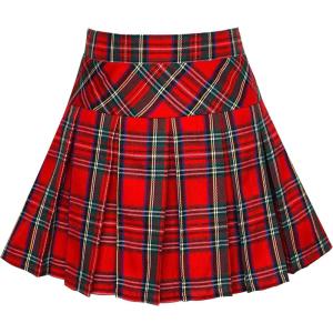 Sunny Fashion Girls Skirt Back School Uniform Red Tartan Skirt Size 4-14(Red)