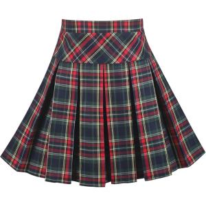 Sunny Fashion Girls Skirt Back School Uniform Red Tartan Skirt Size 4-14(Red Green Plaid)